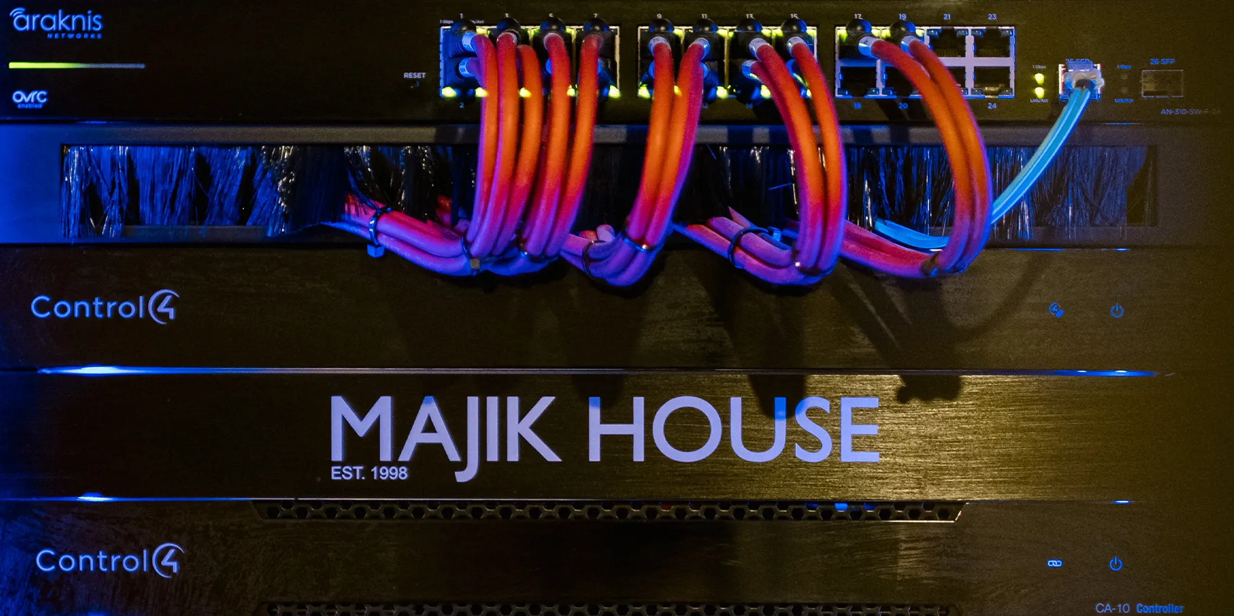 Smart home control network rack by Majik House